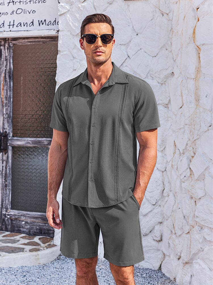 Mjuk Kubansk Skjorta Shorts Set