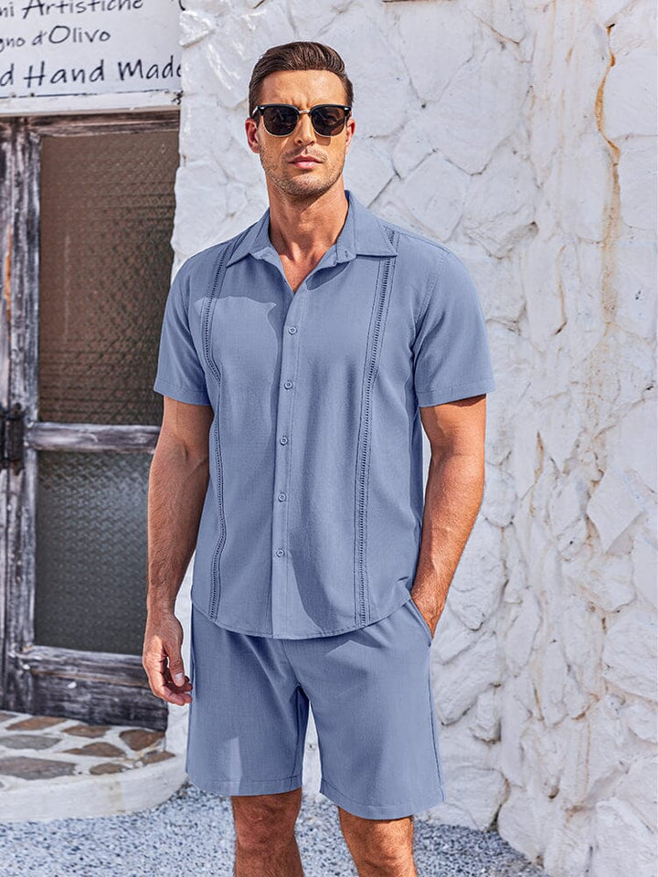 Mjuk Kubansk Skjorta Shorts Set