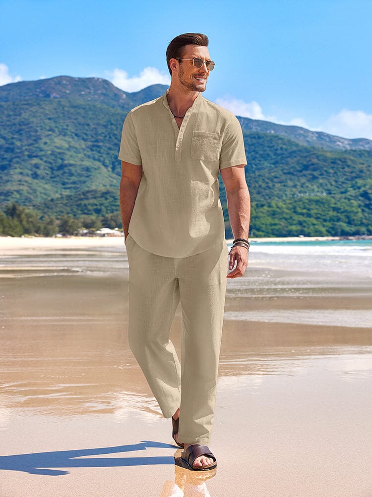Casual Strand Bomull Linne Set