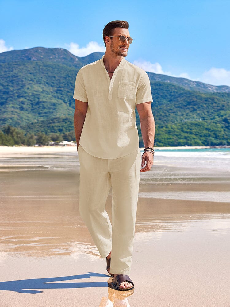 Casual Strand Bomull Linne Set