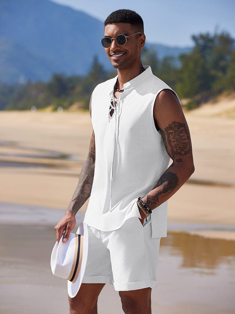 Casual Strand Linne Shorts Set