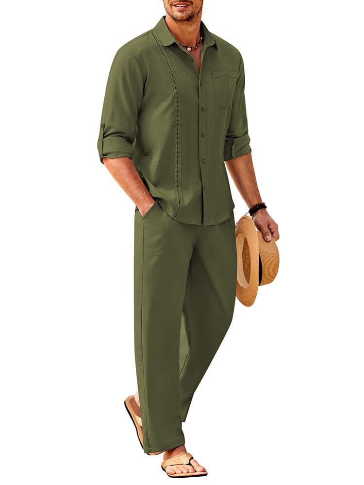 2-Delat Linne Långärmd Strand Semesteroutfit