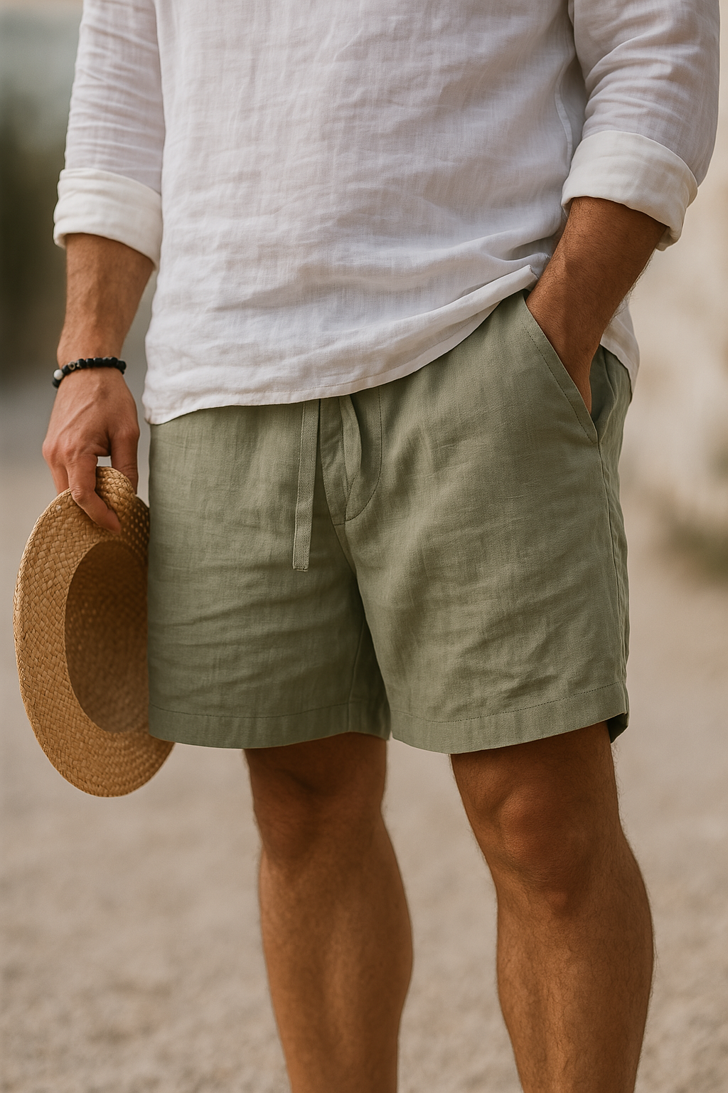 Leblanc™ | Eleganta Linneshorts med Elastisk Midja
