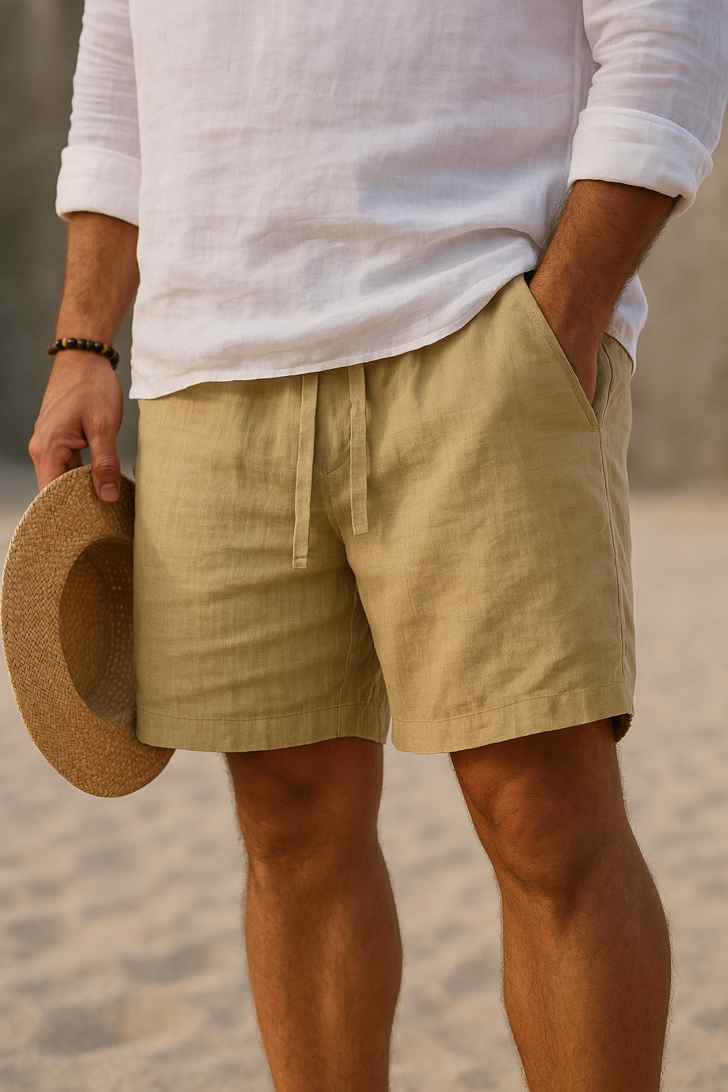 Leblanc™ | Eleganta Linneshorts med Elastisk Midja