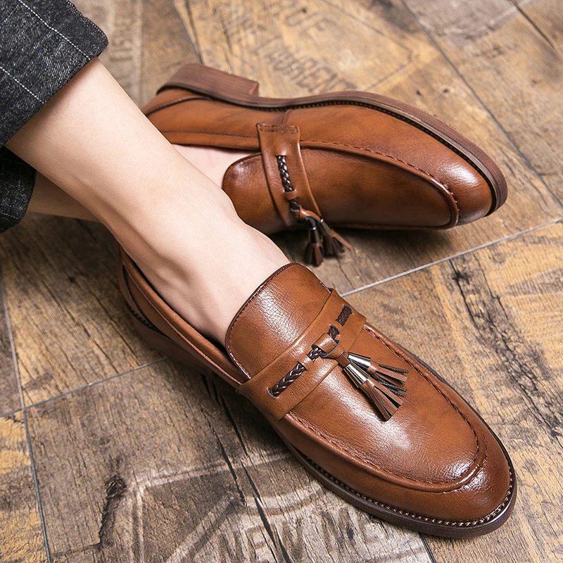 Läder Tofs Loafers