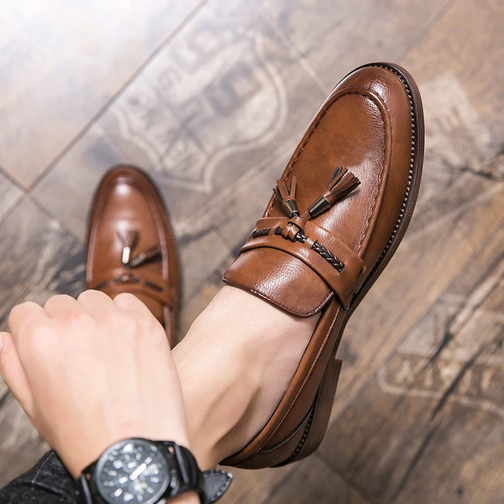 Läder Tofs Loafers