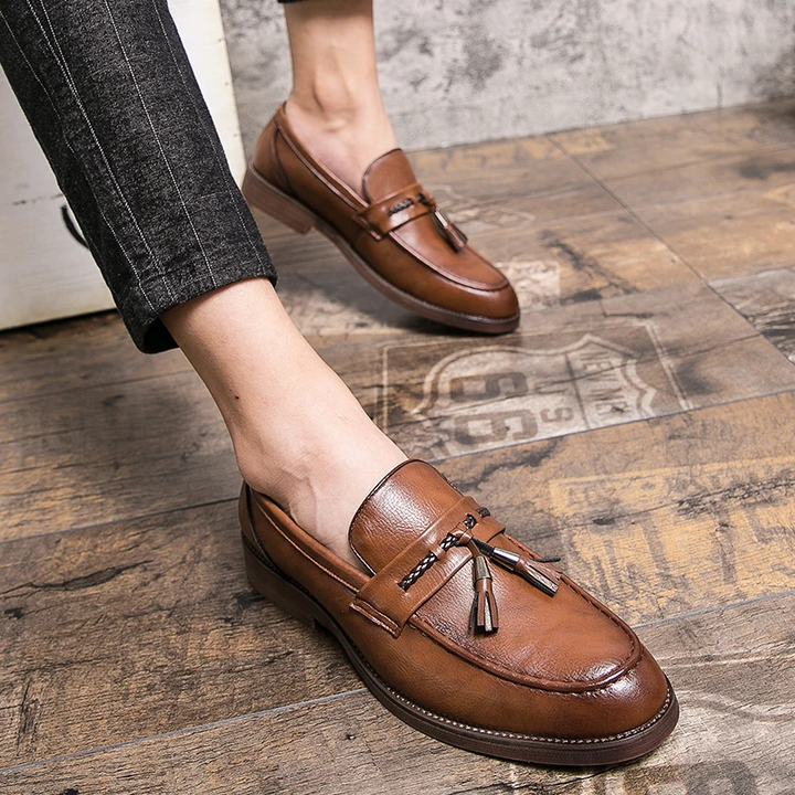 Läder Tofs Loafers
