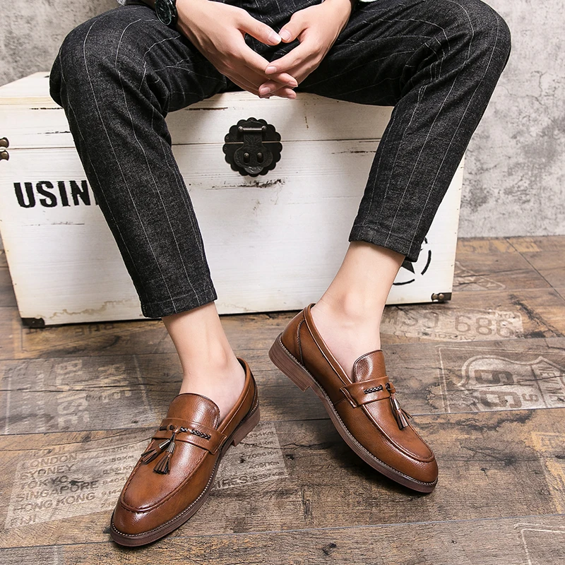 Läder Tofs Loafers