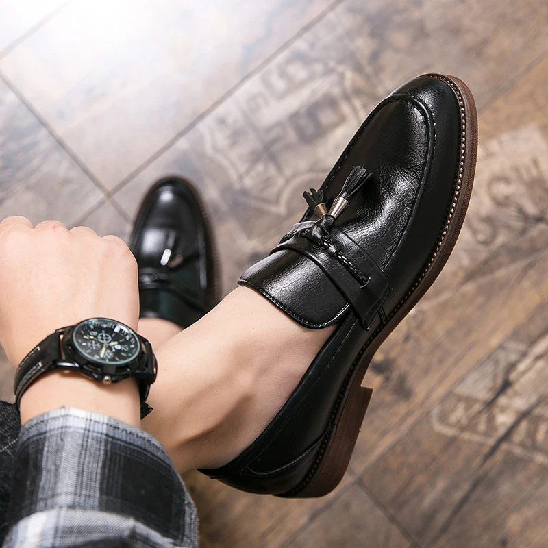 Läder Tofs Loafers