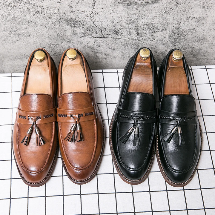Läder Tofs Loafers