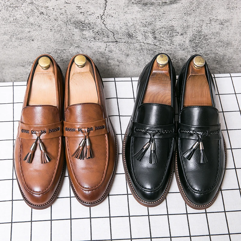 Läder Tofs Loafers