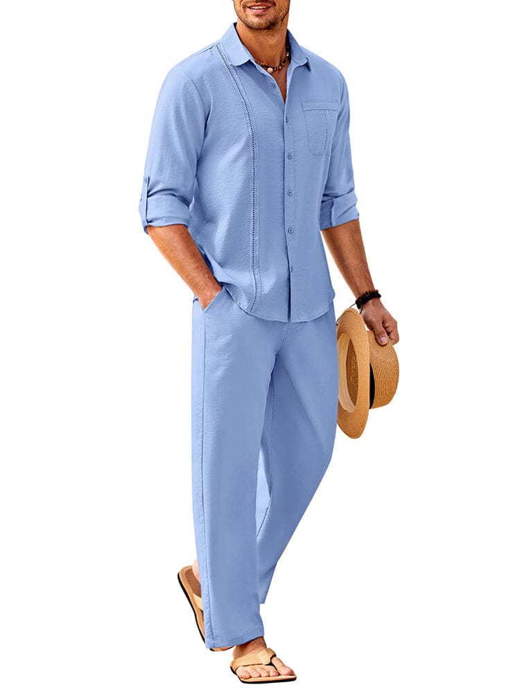 2-Delat Linne Långärmd Strand Semesteroutfit