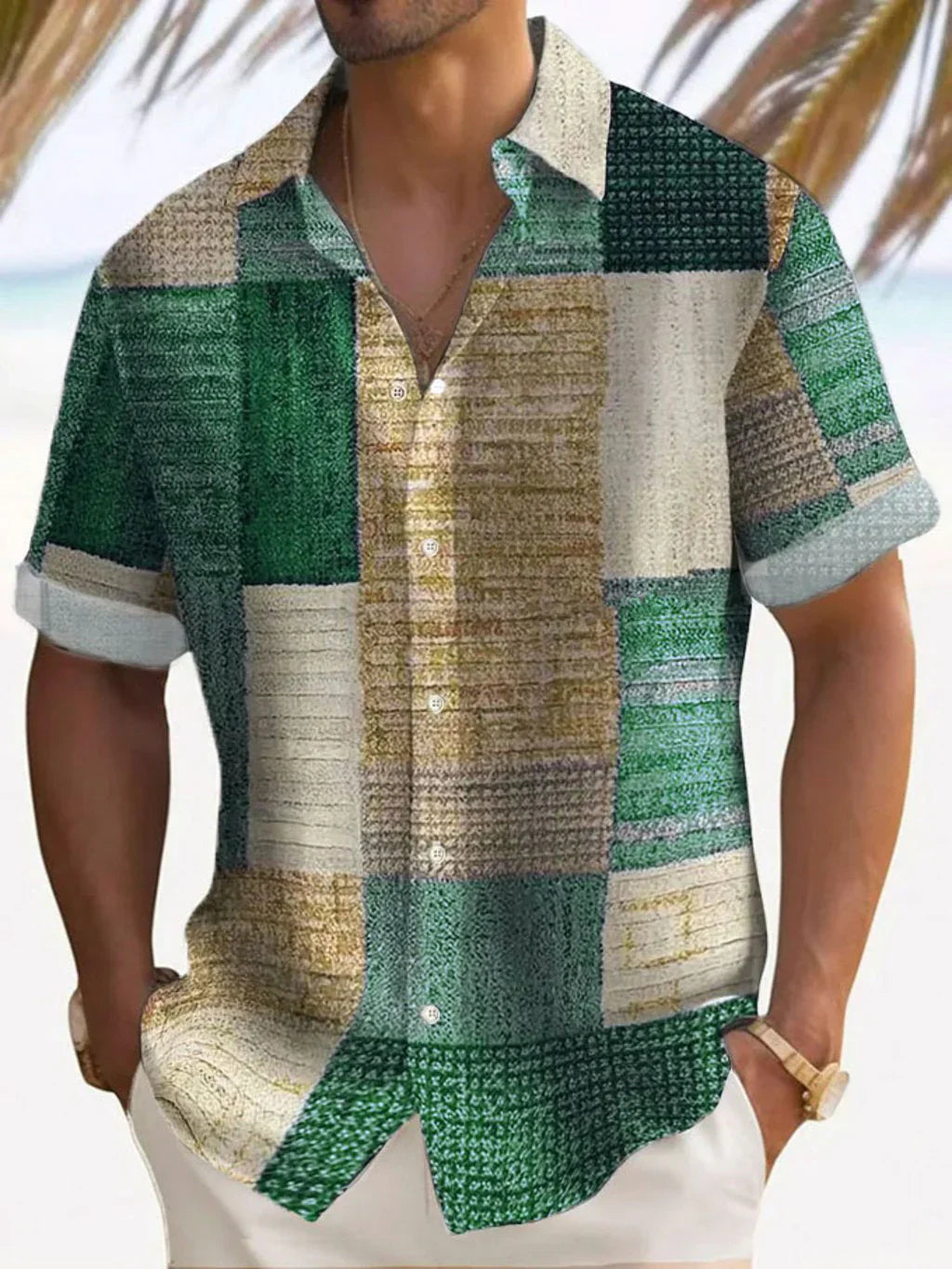 Elegant Patchwork Skjorta