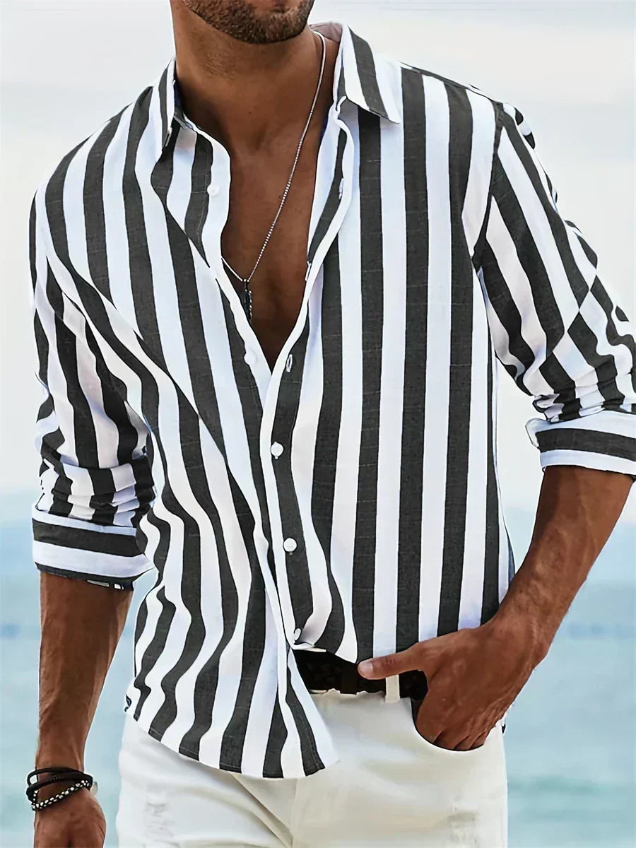Leblanc™ | Lätt Sommar Randig Skjorta