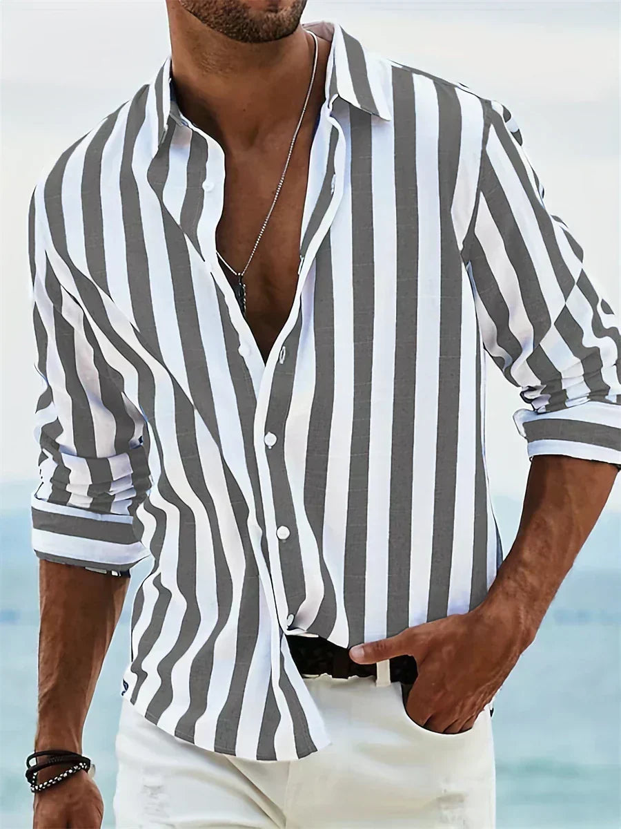 Leblanc™ | Lätt Sommar Randig Skjorta