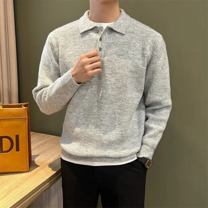 Elegant Stickad Pikétröja