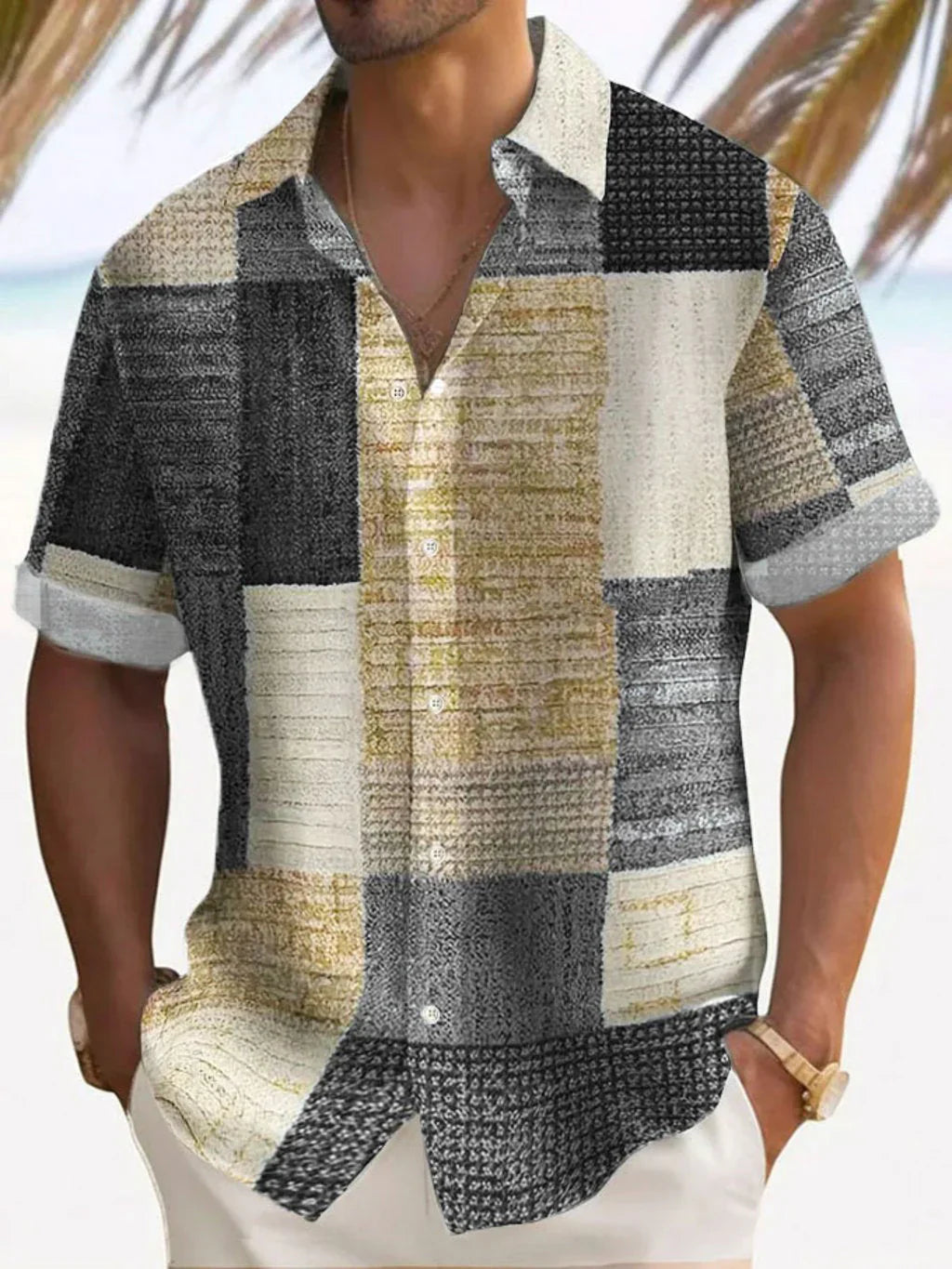 Elegant Patchwork Skjorta