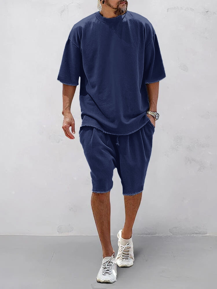 Casual Löst Sittande Enfärgat Sportset