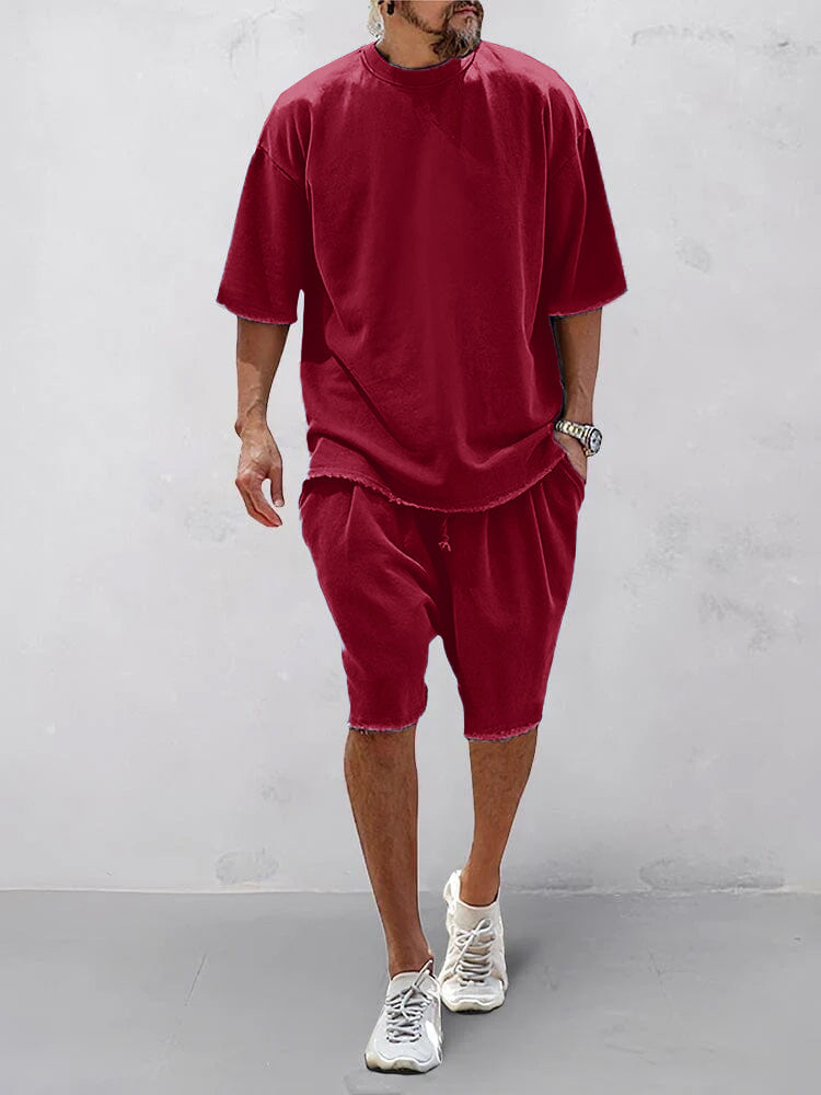 Casual Löst Sittande Enfärgat Sportset