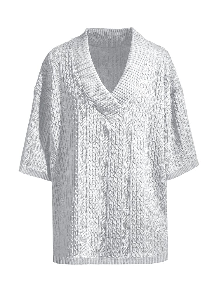 Casual Kabel Stickad T-Shirt Set