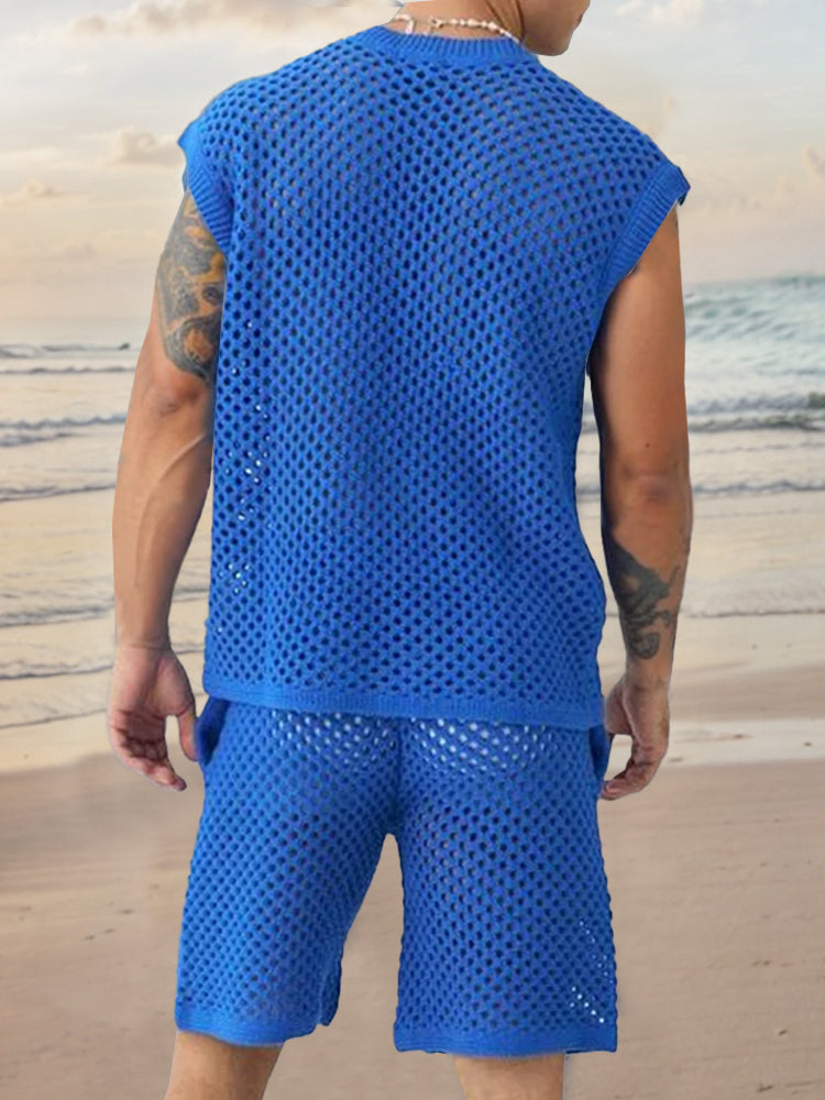 Andningsbart Nät Stickad Casual Set