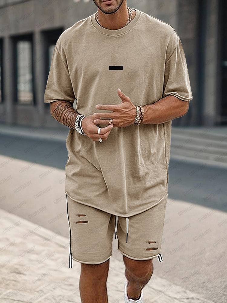 Athleisure Löst Sittande T-Shirt Shorts Set
