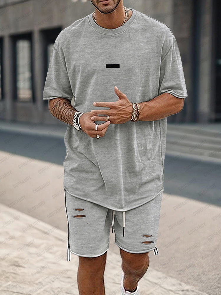 Athleisure Löst Sittande T-Shirt Shorts Set
