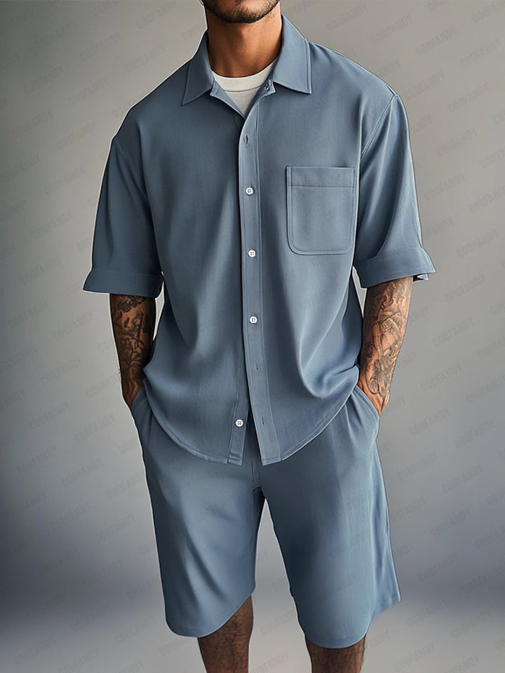 Essentiellt Avslappnat Skjorta Shorts Set
