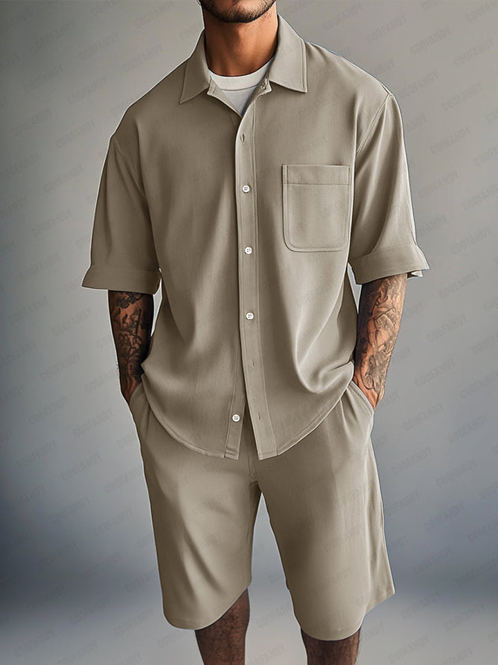 Essentiellt Avslappnat Skjorta Shorts Set