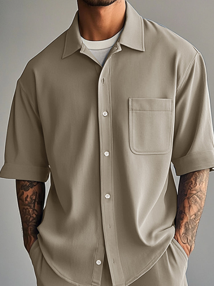 Essentiellt Avslappnat Skjorta Shorts Set