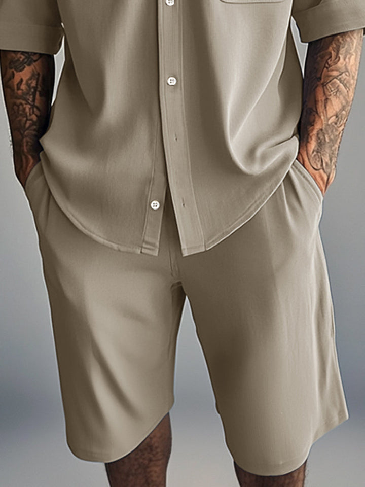 Essentiellt Avslappnat Skjorta Shorts Set