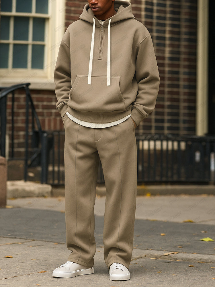 Sportig Löst Sittande Hoodie Joggingbyxset