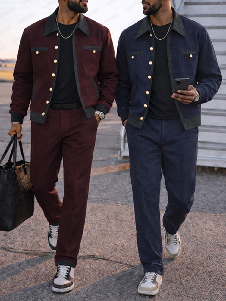 Urban Casual Kontrast Tweed Jacka och Byxset
