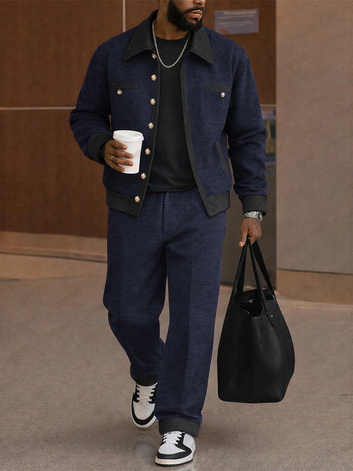 Urban Casual Kontrast Tweed Jacka och Byxset
