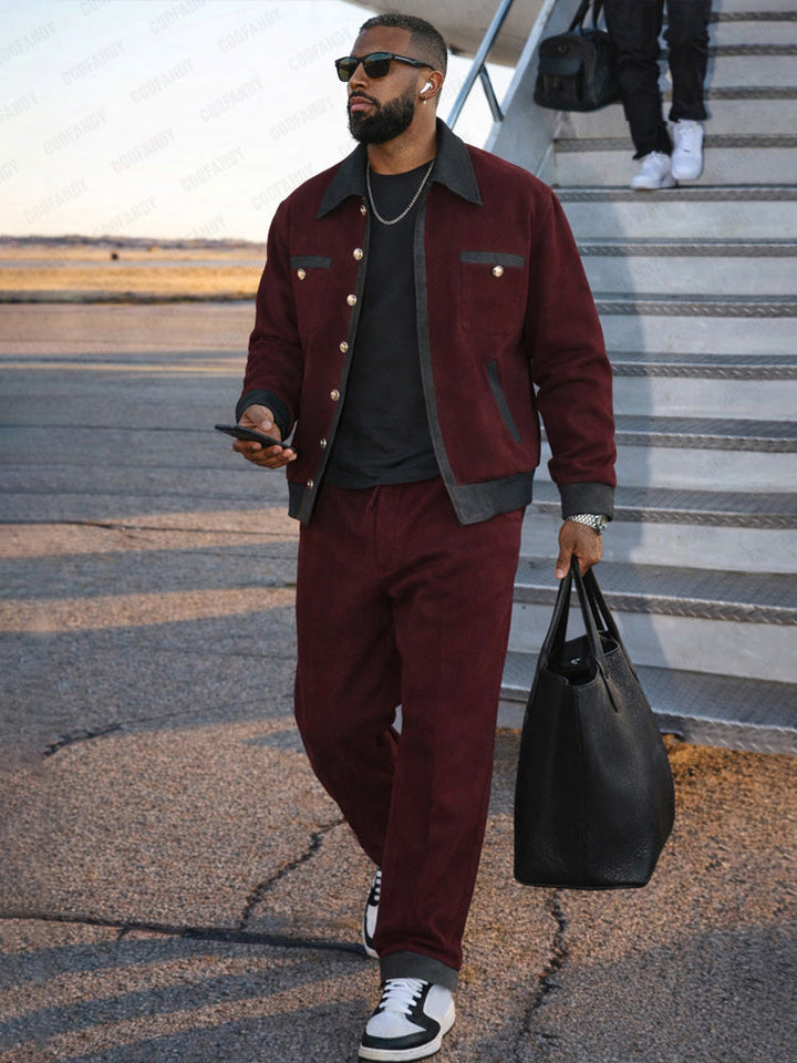 Urban Casual Kontrast Tweed Jacka och Byxset