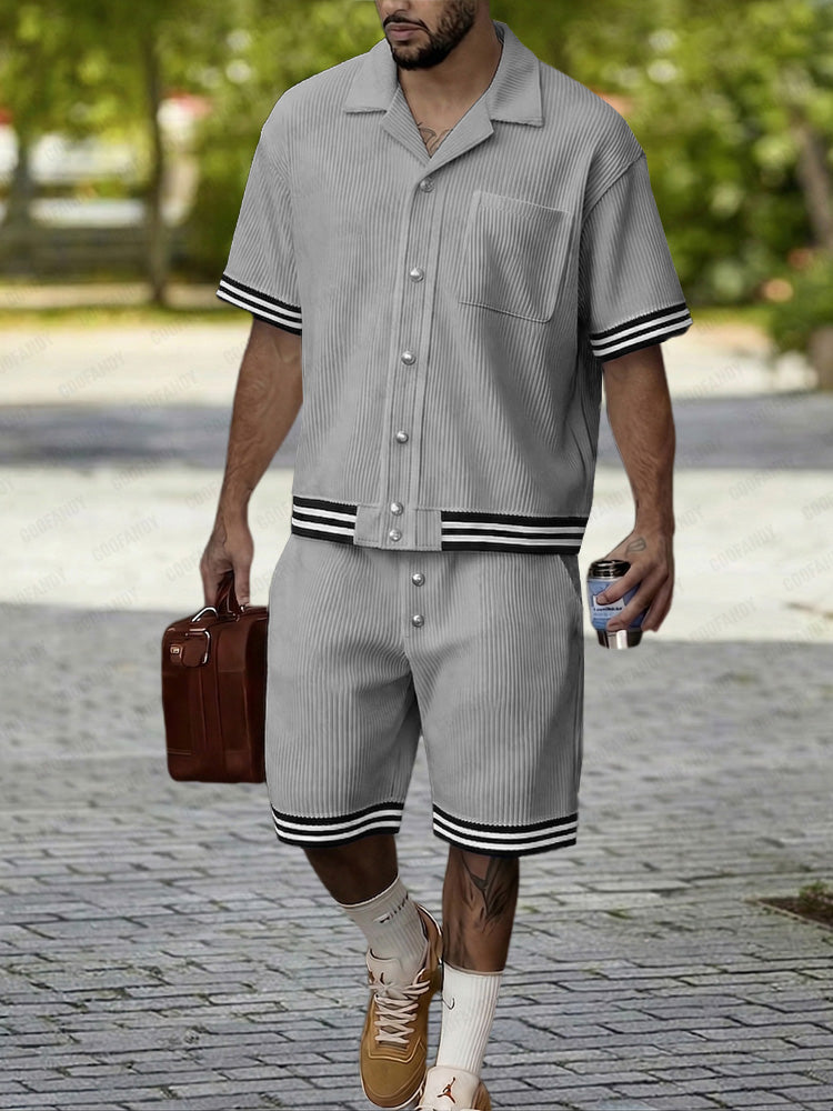 Modernt Vertikal Ribbad Sommar Set
