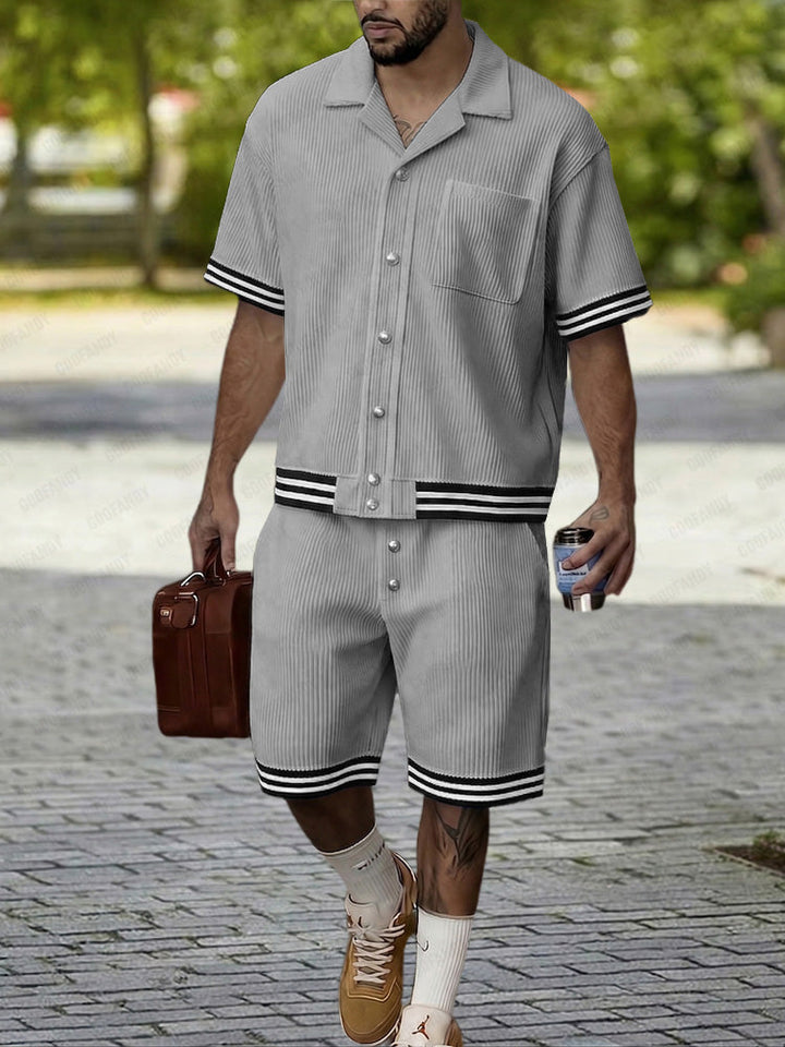 Modernt Vertikal Ribbad Sommar Set