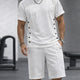 Athleisure Knapp Detalj T-Shirt Shorts Set