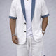 Casual Texturerad Kortärmd Blazer och Shorts Set