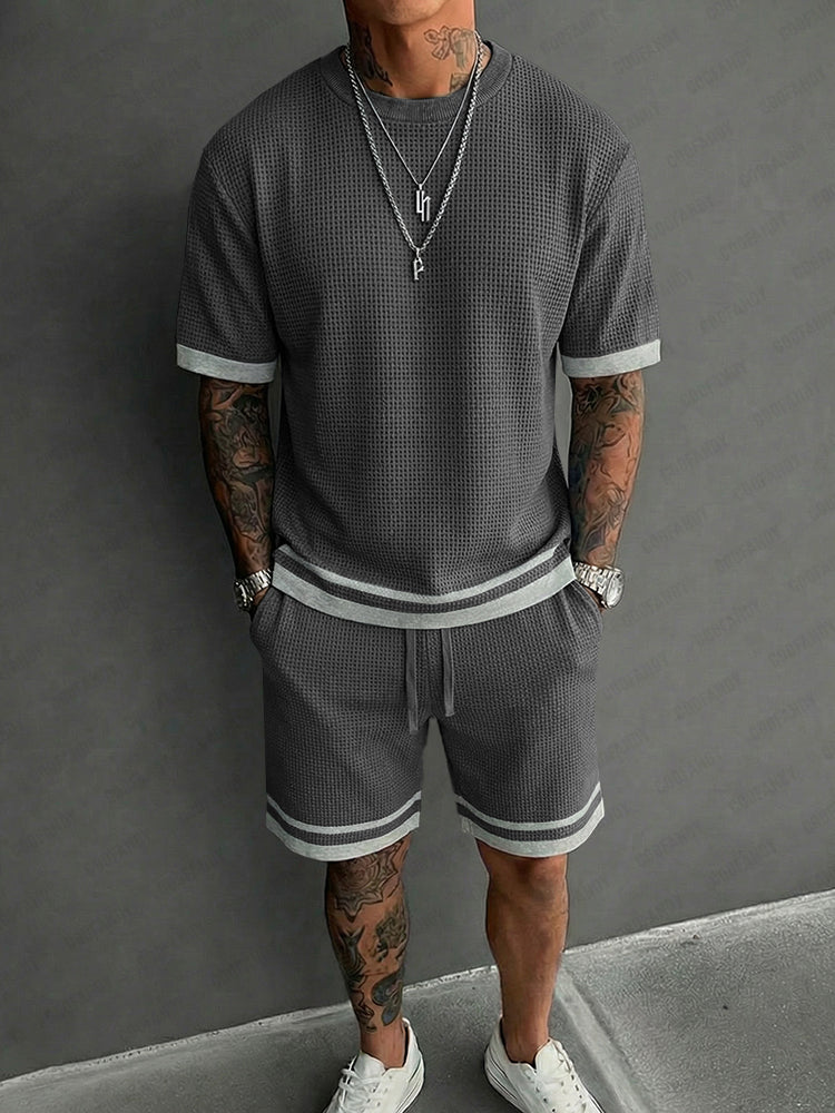 Avslappnad Kontrast Waffle Casual Set