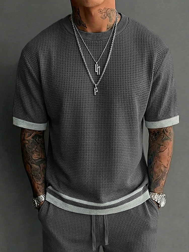 Avslappnad Kontrast Waffle Casual Set