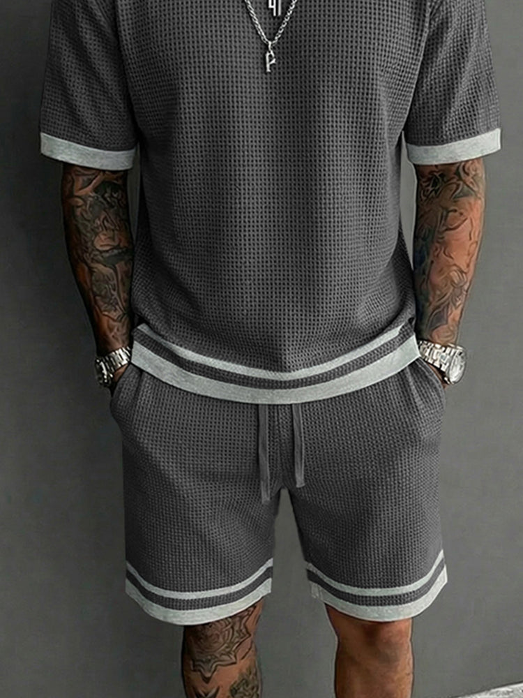 Avslappnad Kontrast Waffle Casual Set