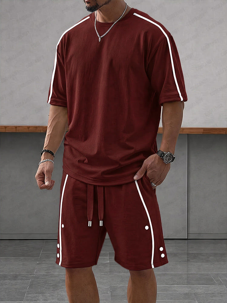 Casual Löst Kontrastfärgat Sportset