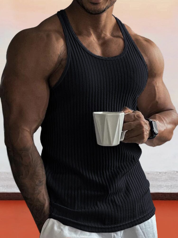 Enfärgad Slim Fit Gym Stickad Linne