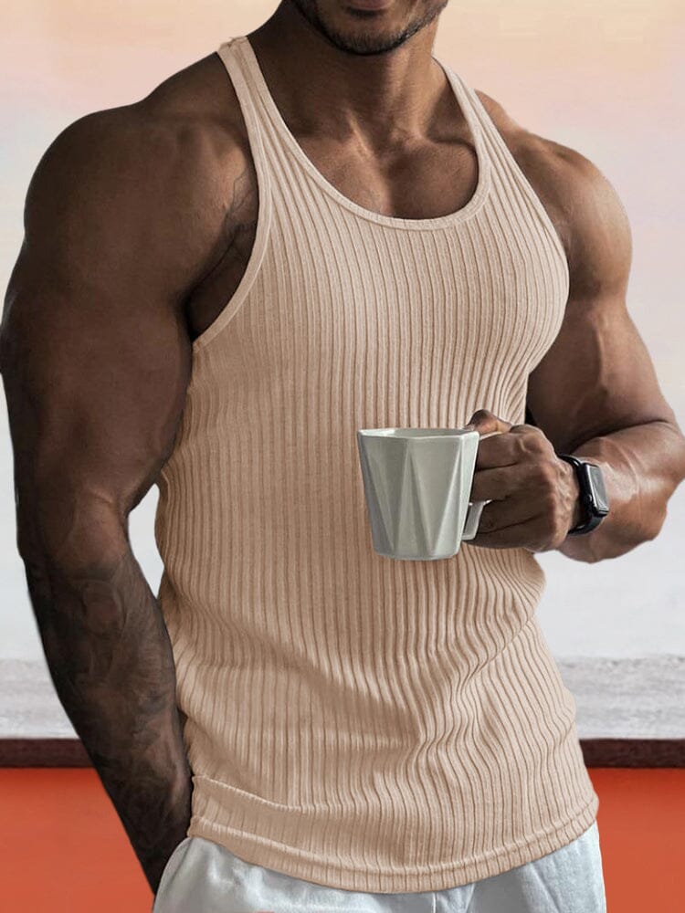 Enfärgad Slim Fit Gym Stickad Linne