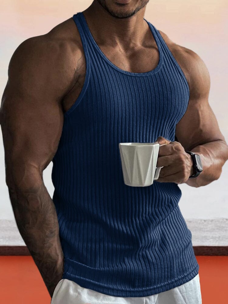 Enfärgad Slim Fit Gym Stickad Linne