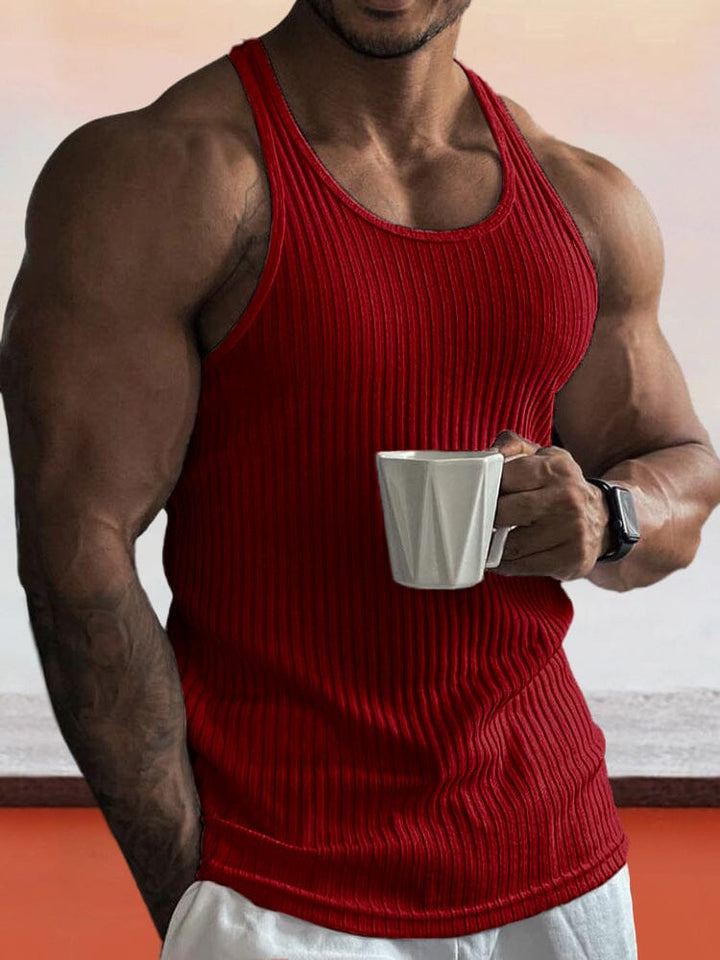 Enfärgad Slim Fit Gym Stickad Linne