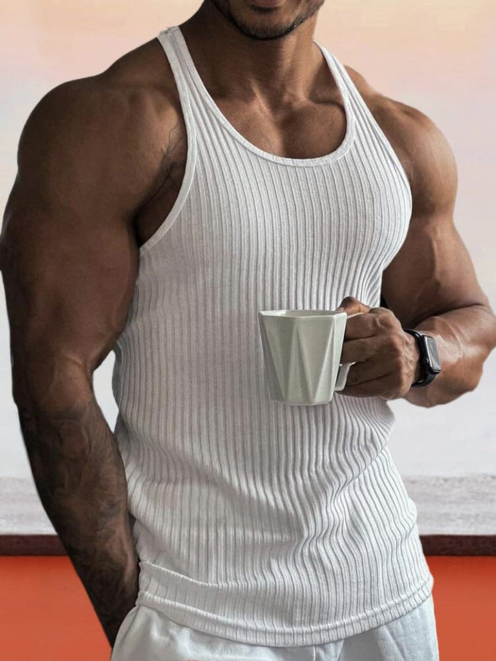 Enfärgad Slim Fit Gym Stickad Linne