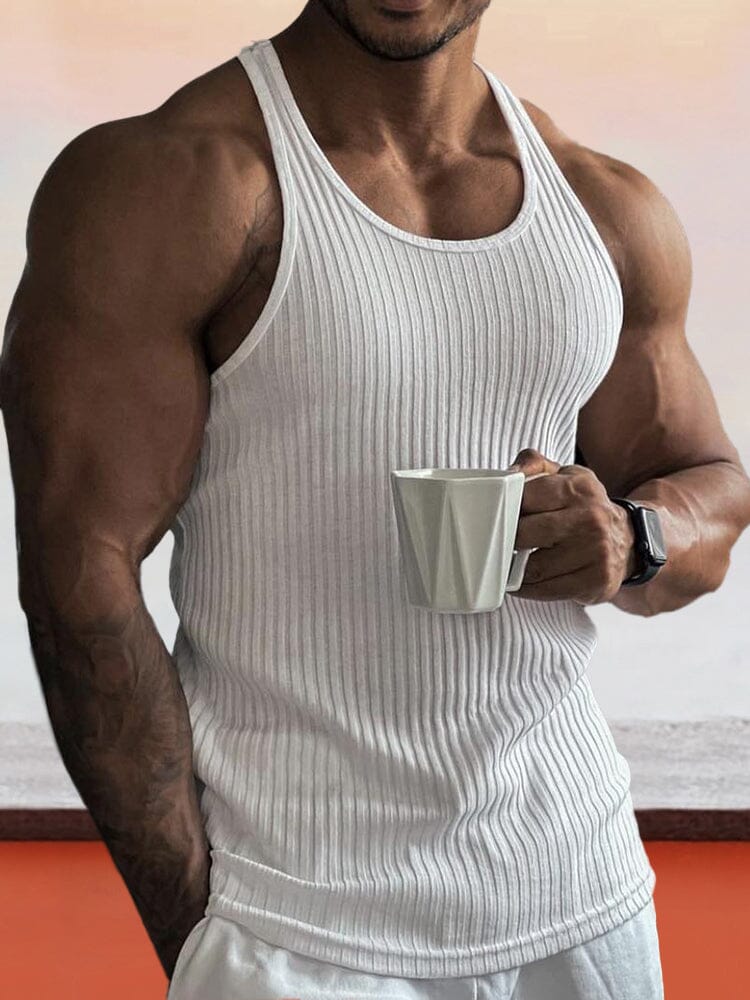 Enfärgad Slim Fit Gym Stickad Linne