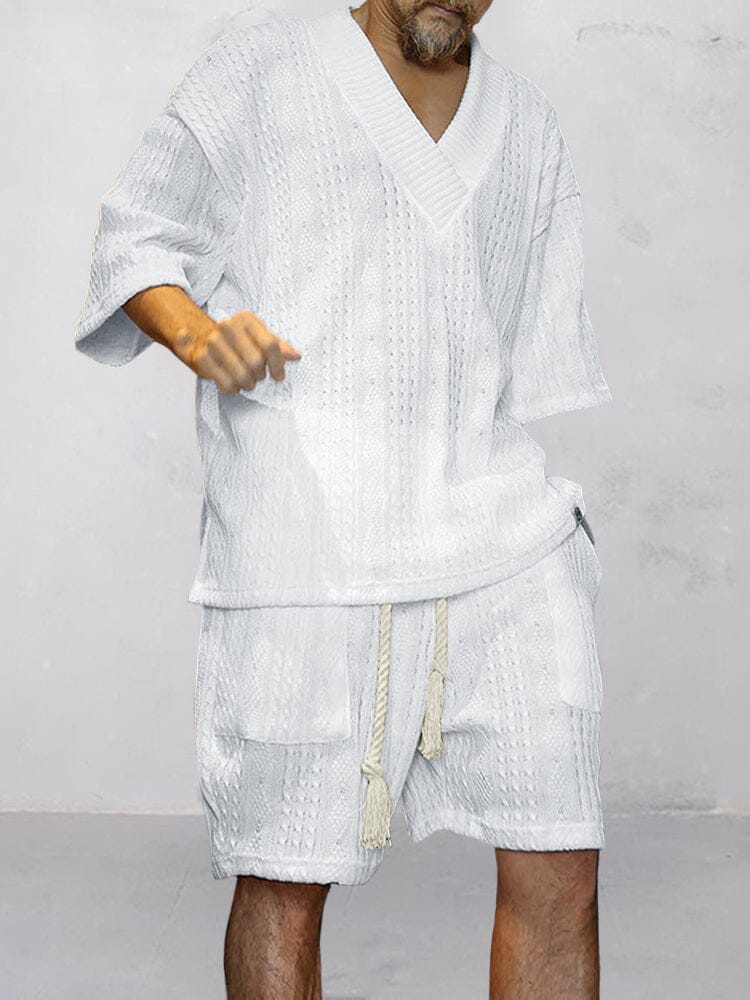 Casual Kabel Stickad T-Shirt Set